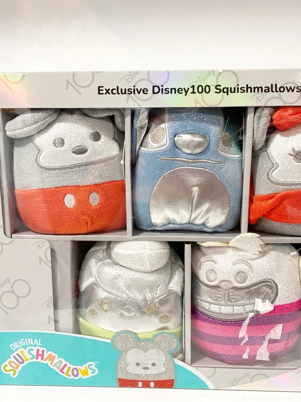 Squishmallow Disney100 5-Inch 5 Pack Plush Box Set Mickey Minnie Stitch And More